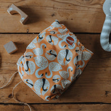 Load image into Gallery viewer, Swan In A Million Cloth Nappy Design Front View