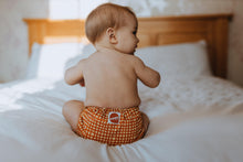 Load image into Gallery viewer, Baby Wearing Hot cross bum  Cloth Nappy Design Back View