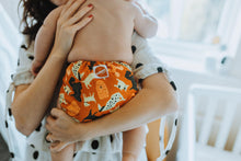 Load image into Gallery viewer, Baby Wearing Barking Mad Cloth Nappy Design Back View