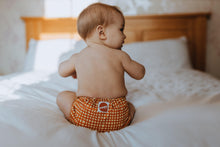 Load image into Gallery viewer, Baby Wearing Hot cross bum  Cloth Nappy Design Back View
